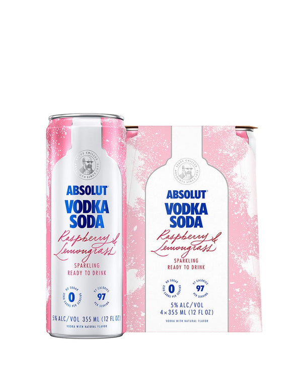 ABSOLUT RASPBERRY & LEMONGRASS VODKA SODA 4PK