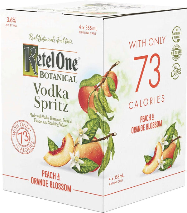 KETEL ONE BOTANICAL SPRITZ PEACH & ORANGE 4PK