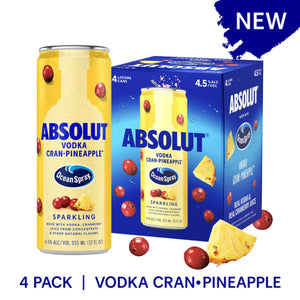 ABSOLUT OCEAN SPRAY VODKA CRAN-PINEAPPLE 4PK