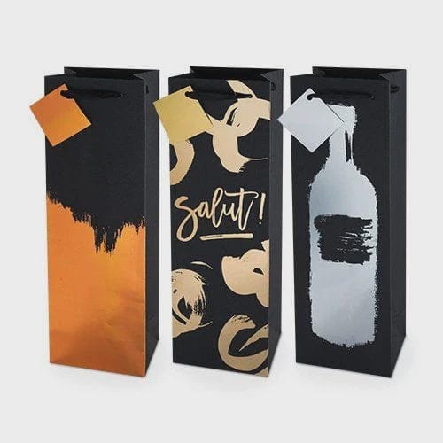 ASSORTED METALLIC BRUSHSTROKE WINE BAG