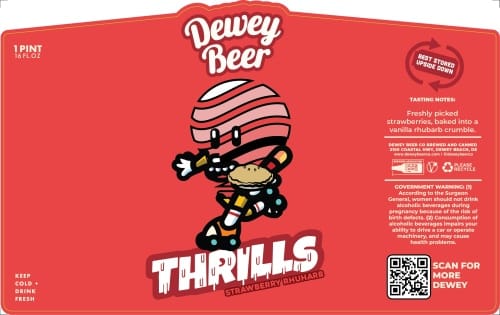 DEWEY BEER CO THRILL STRAWBERRY RUBARD 4PK