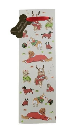 CHRISTMAS DOGS GIFT BAG SINGLE BOTTLE