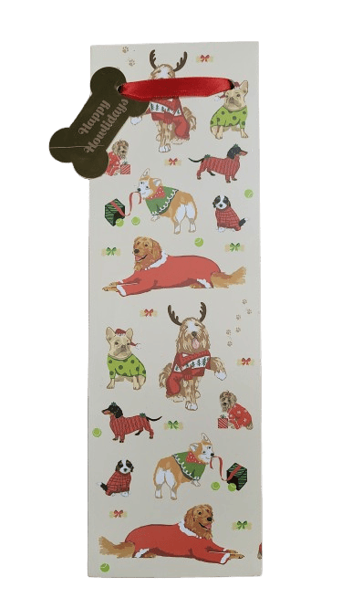 CHRISTMAS DOGS GIFT BAG SINGLE BOTTLE