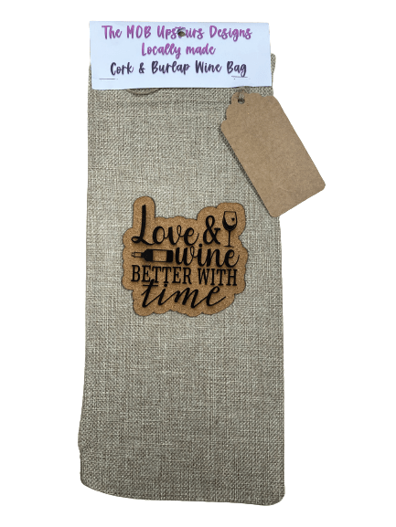 CORK & BURLAP WINE GIFT BAG LOVE & WINE