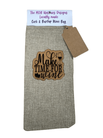 CORK & BURLAP WINE GIFT BAG MAKE TIME