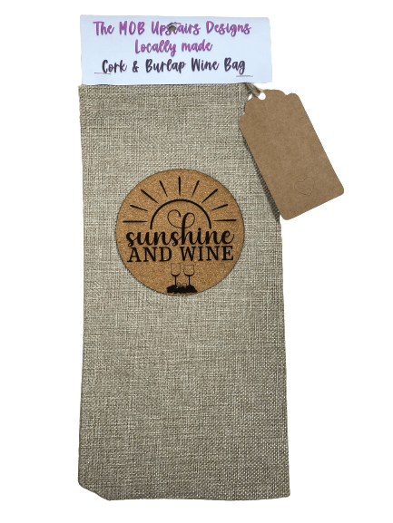 CORK & BURLAP WINE GIFT BAG SUNSHINE & WINE