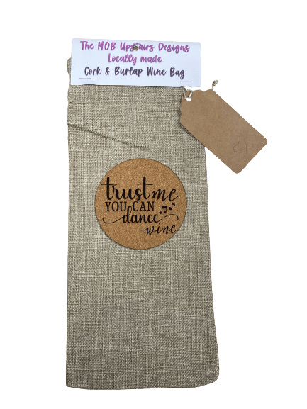 CORK & BURLAP WINE GIFT BAG YOU CAN DANCE