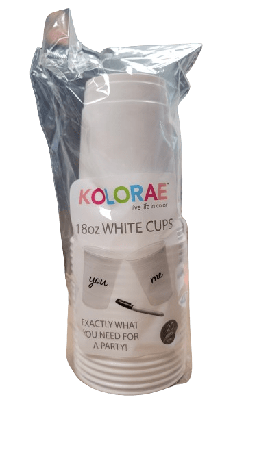 KOLORAE WHITE CUPS 18OZ 20PK