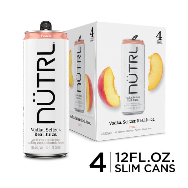 NUTRL PEACH 4PK CANS