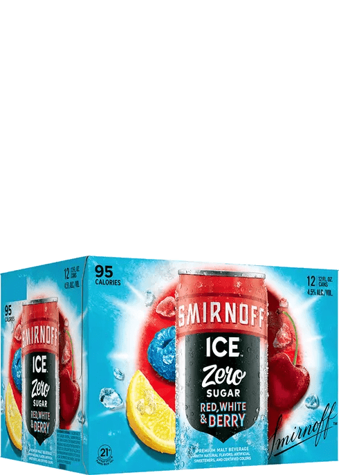 SMIRNOFF SELTZER ZERO RED WHITE & BERRY 12PK CAN