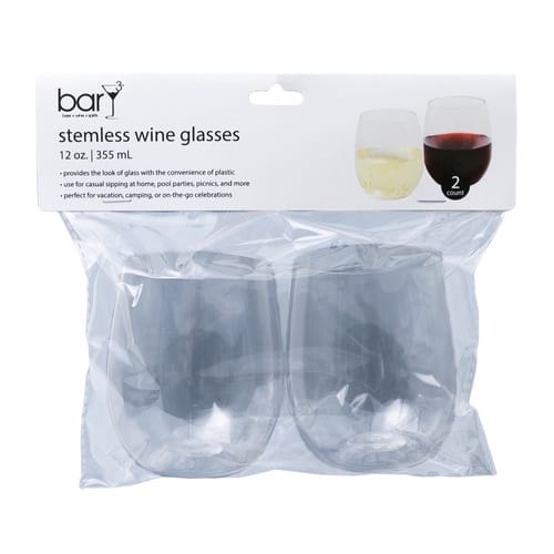 STEMLESS WINE GLASSES 12OZ 2PK