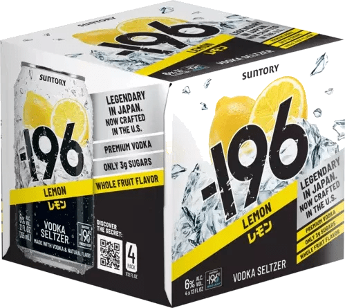 SUNTORY -196 LEMON VODKA SELTZER 4PK