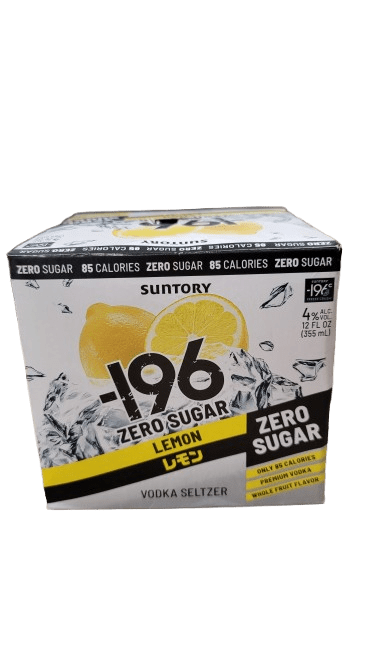 SUNTORY -196 ZERO LEMON VODKA SELTZER 4PK
