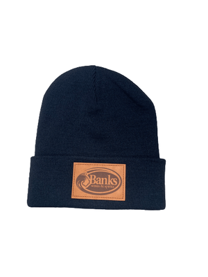 BANKS LEATHER PATCH BEANIE BLACK