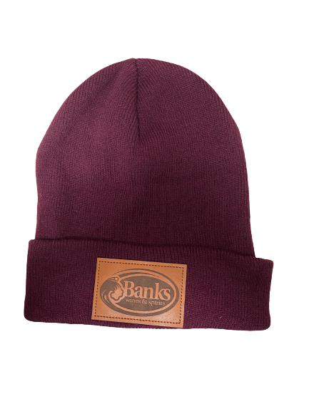BANKS LEATHER PATCH BEANIE MAROON