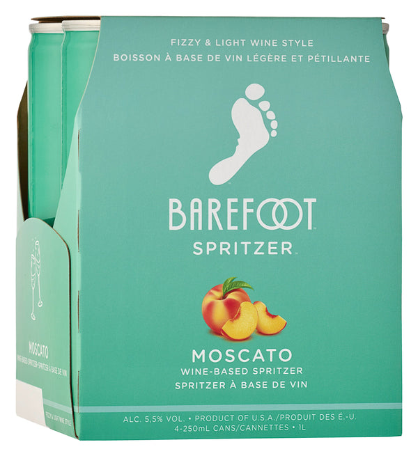 BAREFOOT SPRITZER MOSCATO CAN 4 PACK 250ML