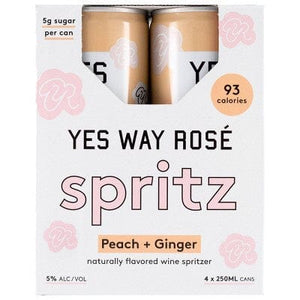 YES WAY ROSE PEACH + GINGER SPRITZ 4PK CAN 250ML